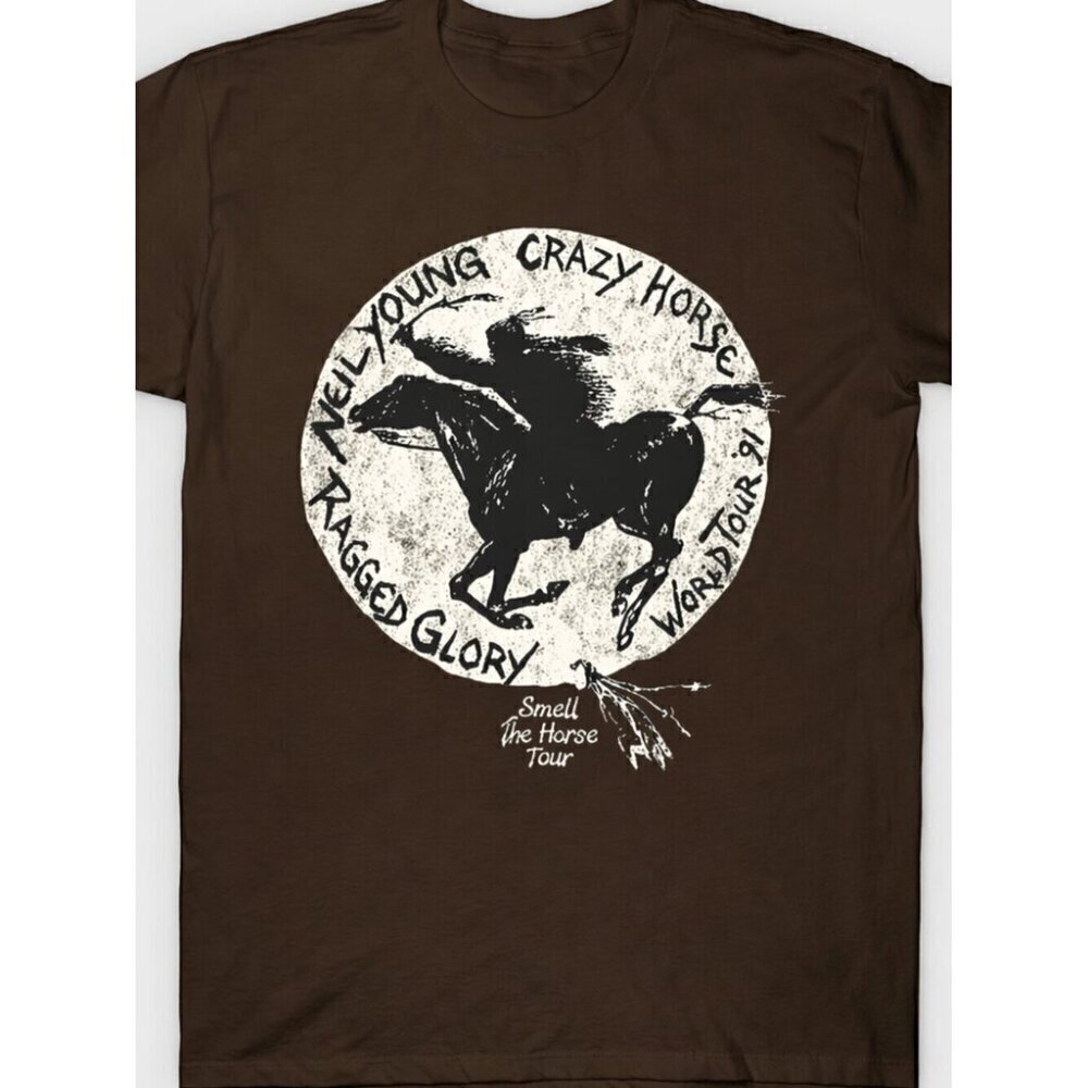 Neil Young Crazy Horse World Tour 1991 T-Shirt, Rock Music Unisex .